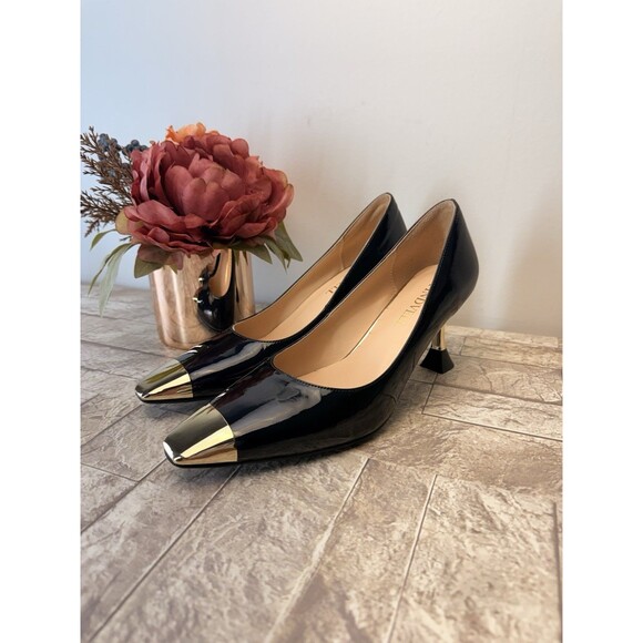 Findvell Shoes - Findvell Heels Womens Size 7 Blue Gold Stiletto Kitten Heel Square Toes